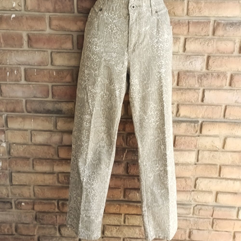 Chico's platinum denim jeans, snake skin print